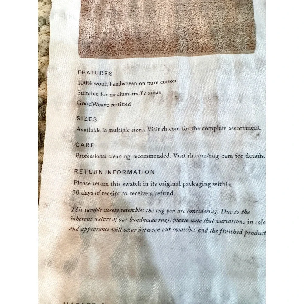 Restoration Hardware Wool Rug Swatch Lot Harata Hannan Moroccan 3pc Set Neutral